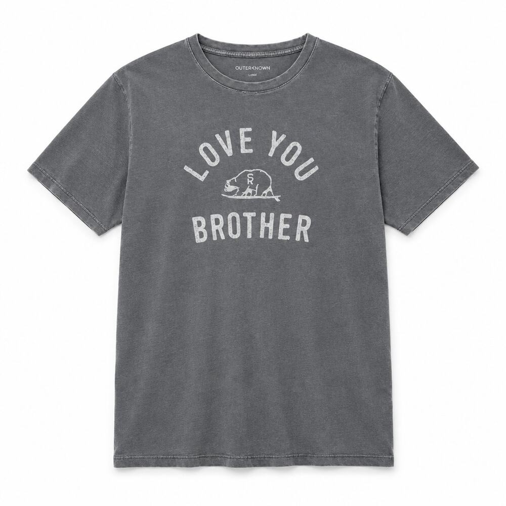 Outerknown Love You Brother Surf Ranch Grphic T-Shirt Gray Men XL Organic Cotton